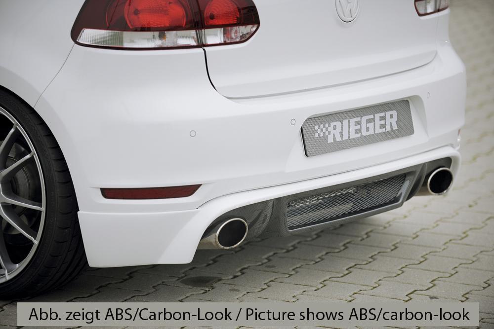 VW Golf 6 GTD Rieger Heckschürzenansatz für Sportendrohr li. u. re., (145x90mm oval), für Doppelendrohr li. u. re., ABS,
inkl. Alugitter, Montagezubehör, Gutachten