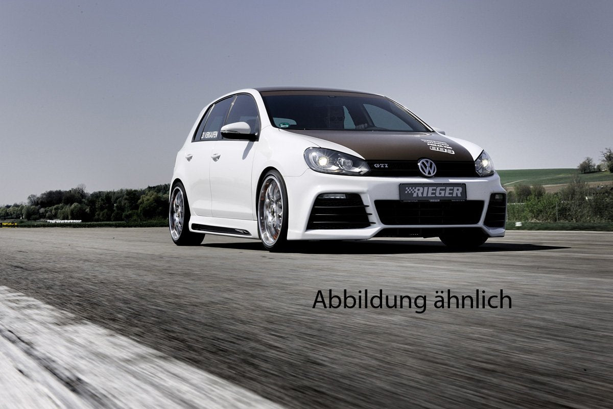 VW Golf 6 Rieger Spoilerstoßstange inkl Lufteinlassblenden li/re ABS/schwarz glänzend ABS, für Fzg. mit Scheinwerferreinigungsanlage, Einparkhilfe (PDC), Parkassistent,
inkl. Montagezubehör, ABE