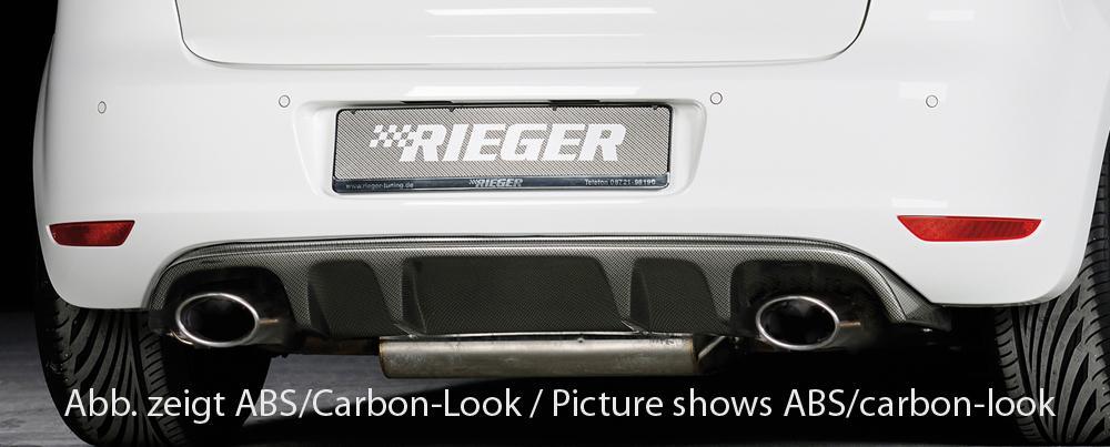 VW Golf 6 GTD Rieger Heckeinsatz mit 2 Doppelfinnen für Sportendrohr li. u. re., (145x90mm oval), ABS,
inkl. Montagezubehör, Gutachten