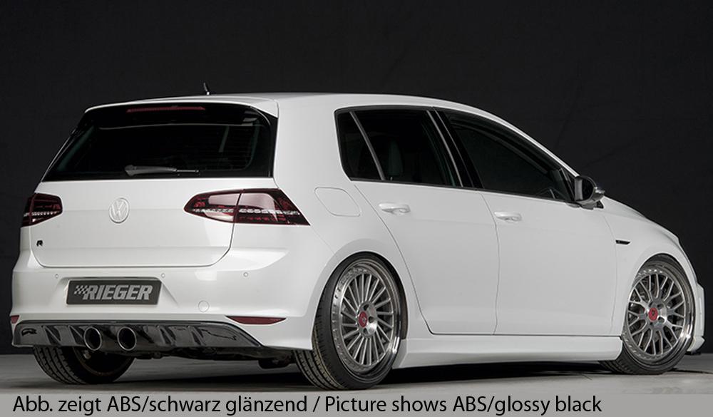 VW Golf 7 R Rieger Heckeinsatz für Doppelendrohr mittig, (2x100mm ø), ABS,
inkl. Montagezubehör, Gutachten