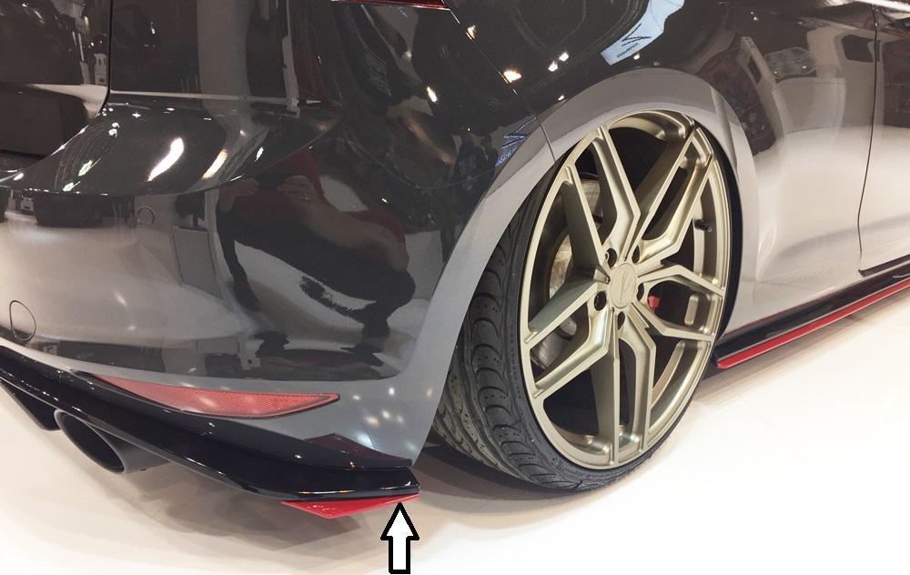 VW Golf 7 GTI Clubsport Rieger Heckschürzenansatz seitlich links nur für orig. Heckeinsatz links, für orig. Heckeinsatz, ABS,
inkl. Montagezubehör, Gutachten