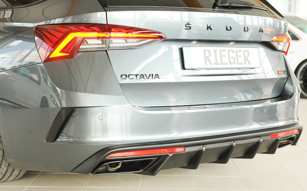 Skoda Octavia RS (NX) Rieger Heckeinsatz für orig. Endrohrblende li. u. re., ABS, für Fzg. ohne Anhängekupplung,
inkl. Mo...