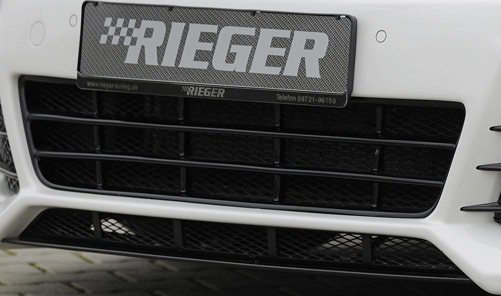 VW Golf 6 Rieger Lüftungsgitter mittig, für Spoilerstoßstange, ABS, schwarz glänzend,
inkl. Alugitter, Montagezubehör