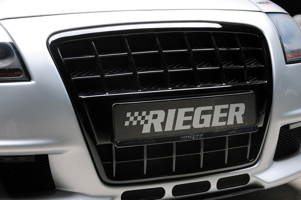 Audi TT (8N) Rieger Grill mit integrierter Kennzeichenauflage für Spoilerstoßstange, ABS, schwarz glänzend,
inkl. Alugitter