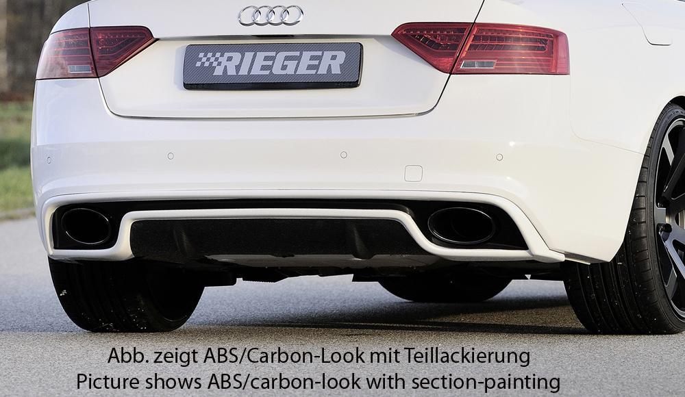 Audi A5 (B8/B81) Rieger Heckeinsatz für Endrohrblende li. u. re. (185x120mm oval), ABS, schwarz glänzend, für Fzg. mit S-Line Exterieur,
inkl. Montagezubehör, Gutachten