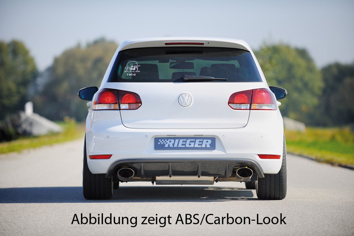 VW Golf 6 GTD Rieger Heckeinsatz für Sportendrohr li. u. re., (145x90mm oval), ABS, schwarz glänzend,
inkl. Montagezubehör, Gutachten