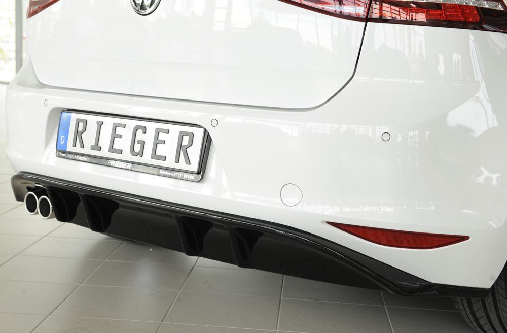 VW Golf 7 Rieger Heckeinsatz für orig. Doppelendrohr li, ABS, schwarz glänzend,
inkl. Montagezubehör, Gutachten
