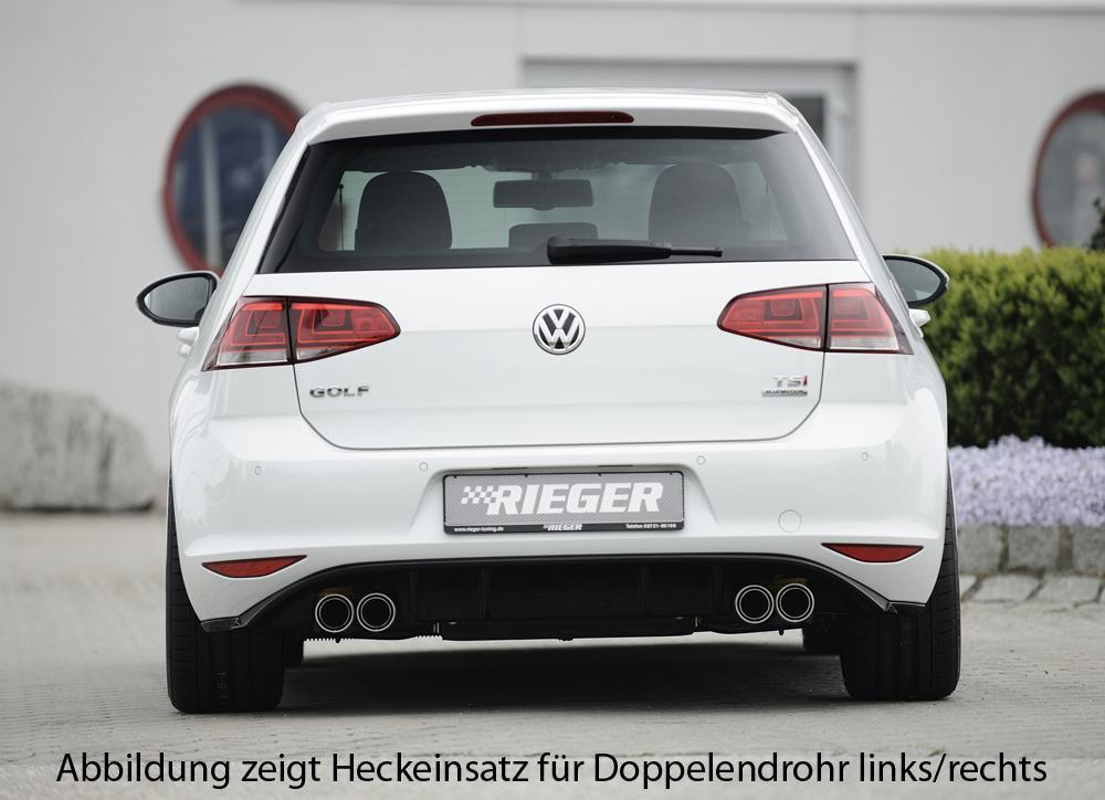 VW Golf 7 Rieger Heckeinsatz für Doppelendrohr mittig, ABS, schwarz glänzend,
inkl. Montagezubehör, Gutachten