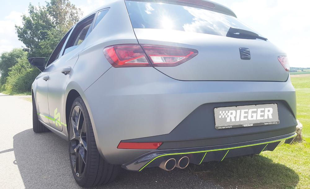 Seat Leon FR (5F) Rieger Heckeinsatz für Doppelendrohr li., ABS, schwarz glänzend,
inkl. Montagezubehör, Gutachten