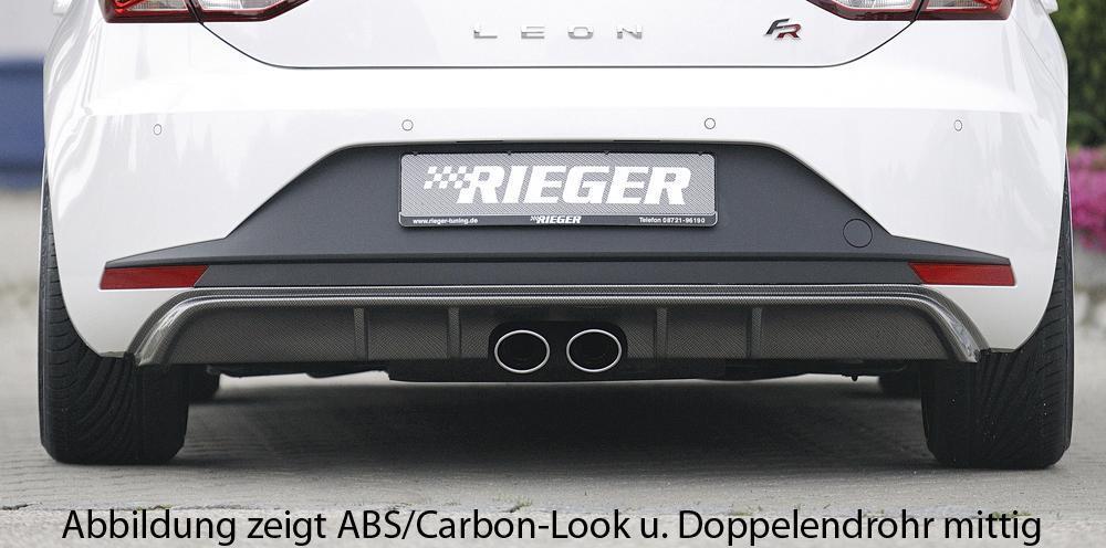 Seat Leon FR (5F) Rieger Heckeinsatz für Doppelendrohr li. u. re., ABS, schwarz glänzend,
inkl. Montagezubehör, Gutachten