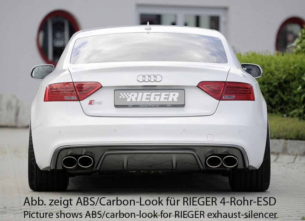 Audi A5 (B8/B81) Rieger Heckeinsatz für orig. Doppelendrohr li, ABS, schwarz glänzend, für Fzg. mit S-Line Exterieur,
inkl. Montagezubehör, Gutachten