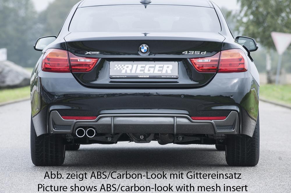 BMW 4er F32 (3C) Rieger Heckeinsatz nur für M-Paket-Heckschürze für orig. Doppelendrohr li, ABS, schwarz glänzend, für Fzg. mit M-Technik,
inkl. Montagezubehör, Gutachten
