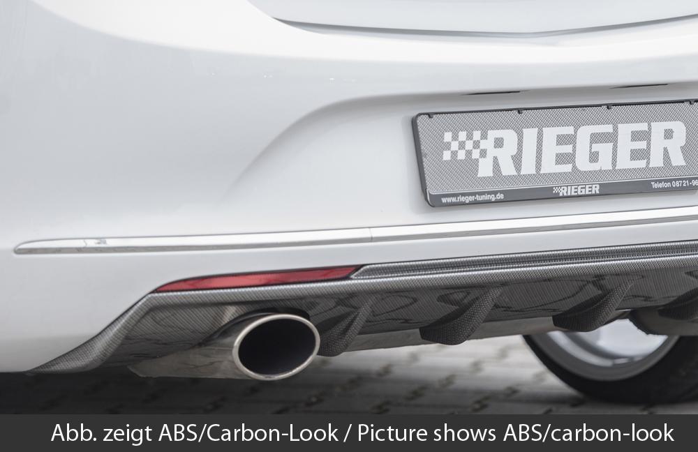 Opel Astra J Rieger Heckeinsatz für Sportendrohr li. u. re., (140x90mm oval), ABS, schwarz glänzend,
inkl. Montagezubehör, Gutachten