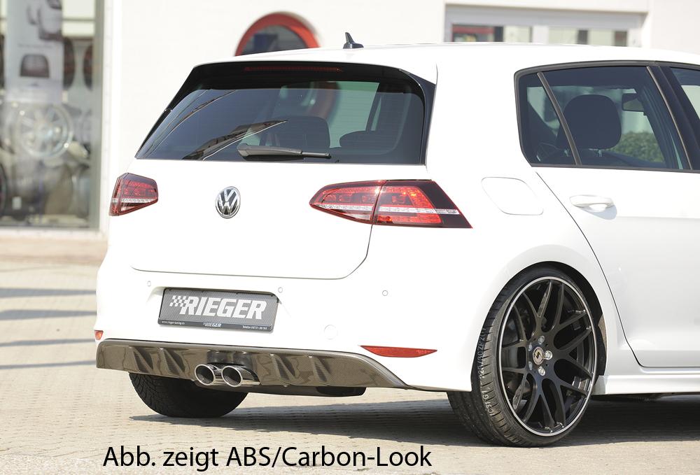 VW Golf 7 Rieger Heckeinsatz für R-Line Heckschürze für Remus-ESD 00322578 (ohne Gutachten) für Doppelendrohr mittig, (2x93x74mm oval), ABS, schwarz glänzend, für Fzg. mit R-Line Exterieur,
inkl. Montagezubehör, Gutachten