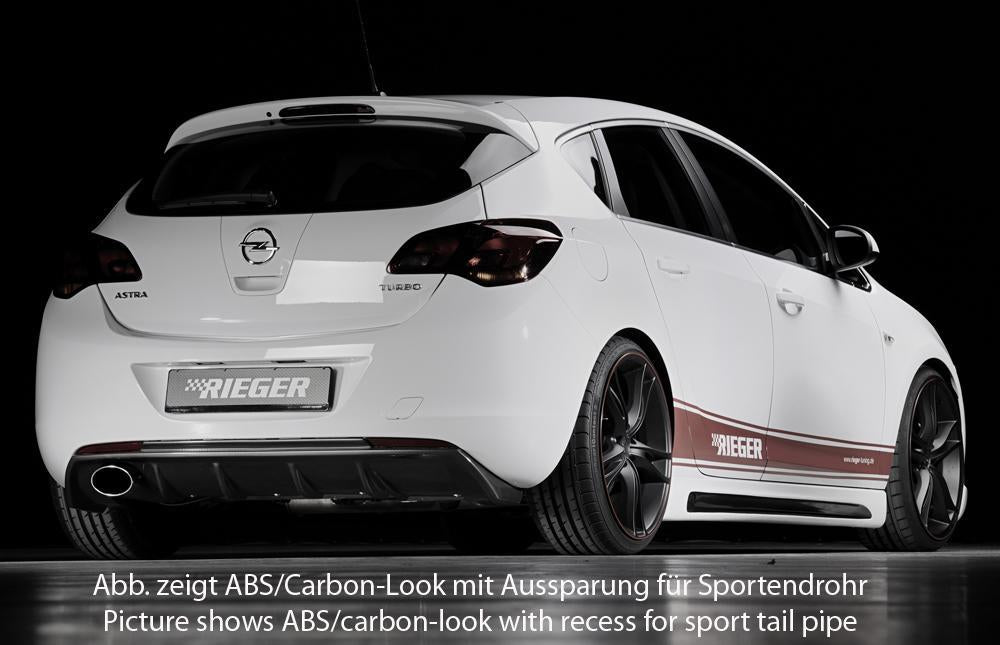 Opel Astra J Rieger Heckeinsatz (GBL-51315) für orig. Endrohr li., ABS, schwarz glänzend,
inkl. Montagezubehör, Gutachten
