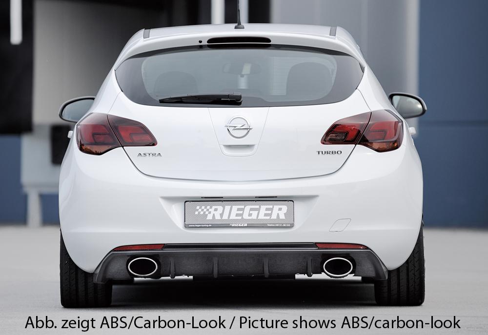 Opel Astra J Rieger Heckeinsatz (GBL-51316) für Sportendrohr li. u. re., (140x90mm oval), ABS, schwarz glänzend,
inkl. Montagezubehör, Gutachten