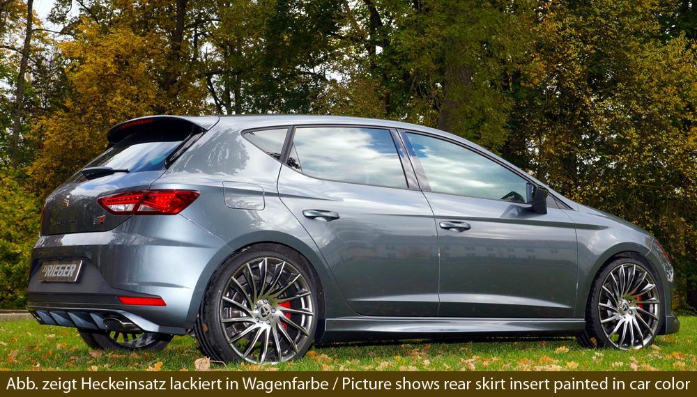 Seat Leon Cupra (5F) Rieger Heckeinsatz für orig. Endrohr li. u. re., ABS, schwarz glänzend,
inkl. Montagezubehör, Gutachten