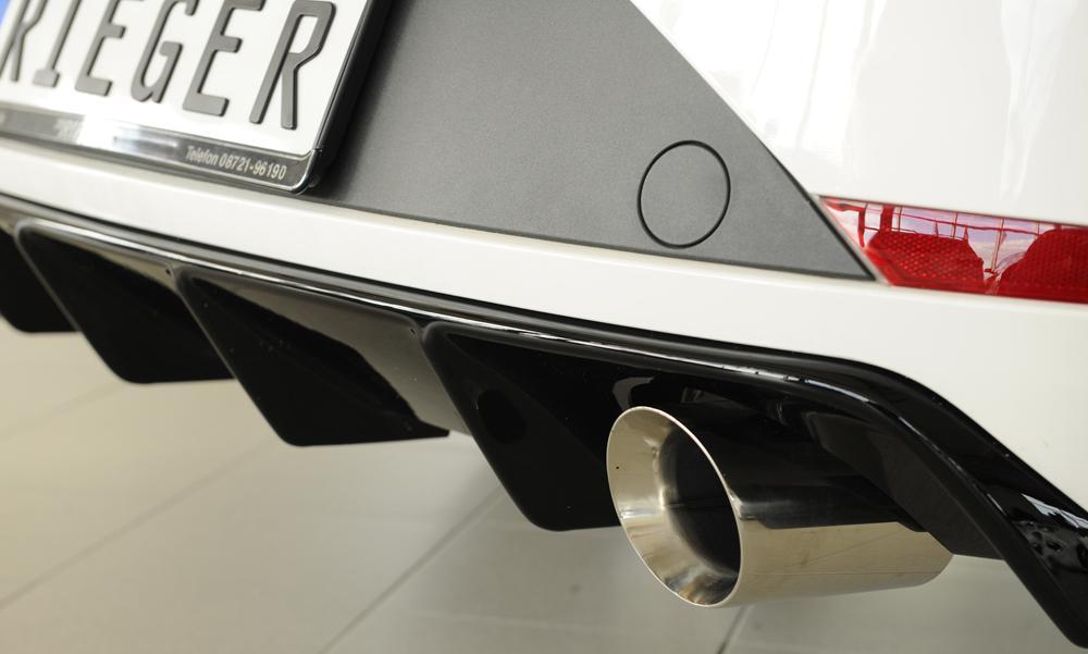 Seat Leon FR (5F) Rieger Heckeinsatz für Fzg. ohne Anhängekupplung für Sportendrohr li. u. re., (100mm ø), ABS, schwarz glänzend,
inkl. Montagezubehör, Gutachten