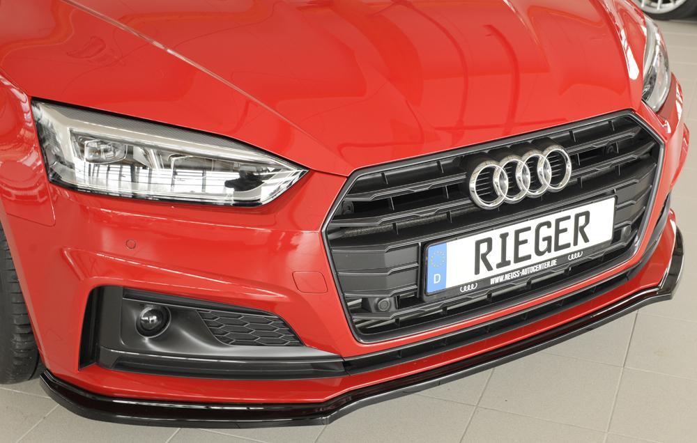 Audi A5 (B9/F5) Rieger Spoilerschwert für orig. S-Line Frontschürze für orig. Frontschürze, ABS, schwarz glänzend, für Fzg. mit S-Line Exterieur,
inkl. Montagezubehör, ABE