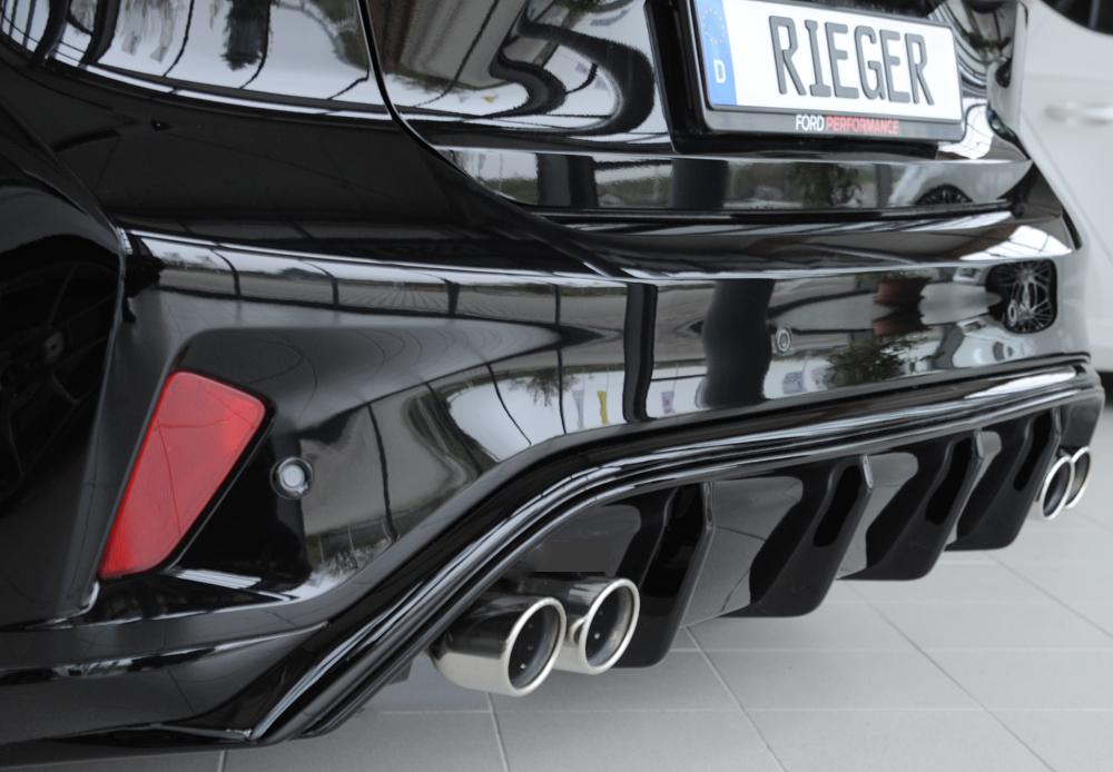 Ford Focus 4 (DEH) Rieger Heckeinsatz für Doppelendrohr li. u. re., (4x80mm ø), ABS, schwarz glänzend, für Fzg. mit ST-Line,
inkl. Montagezubehör, Gutachten