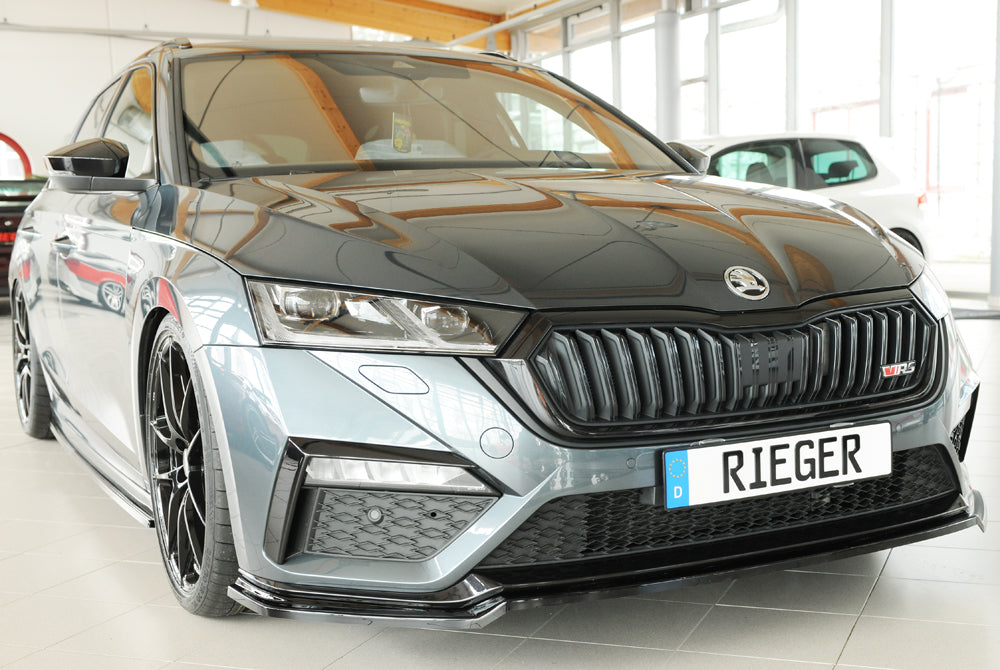 Skoda Octavia RS (NX) Rieger Spoilerschwert für orig. Frontschürze, ABS, schwarz glänzend,
inkl. Montagezubehör, ABE