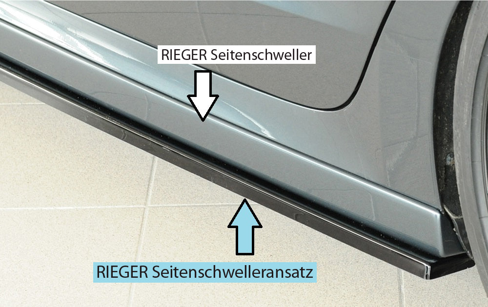 Skoda Octavia RS (NX) Rieger Seitenschwelleransatz links, für RIEGER-Seitenschweller, ABS, schwarz glänzend, 
inkl. Montag...