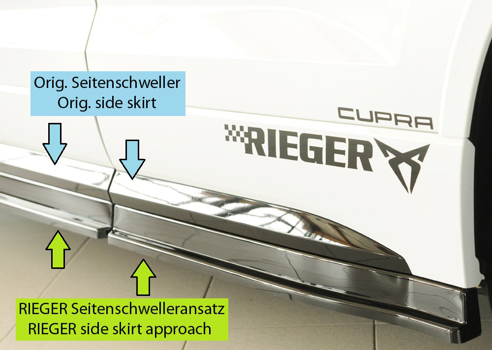 Seat Ateca FR (5FP) Rieger Seitenschwelleransatz (3-tlg.) links, 3-tlg., ABS, schwarz glänzend, 
inkl. Montagezubehör, Gut...