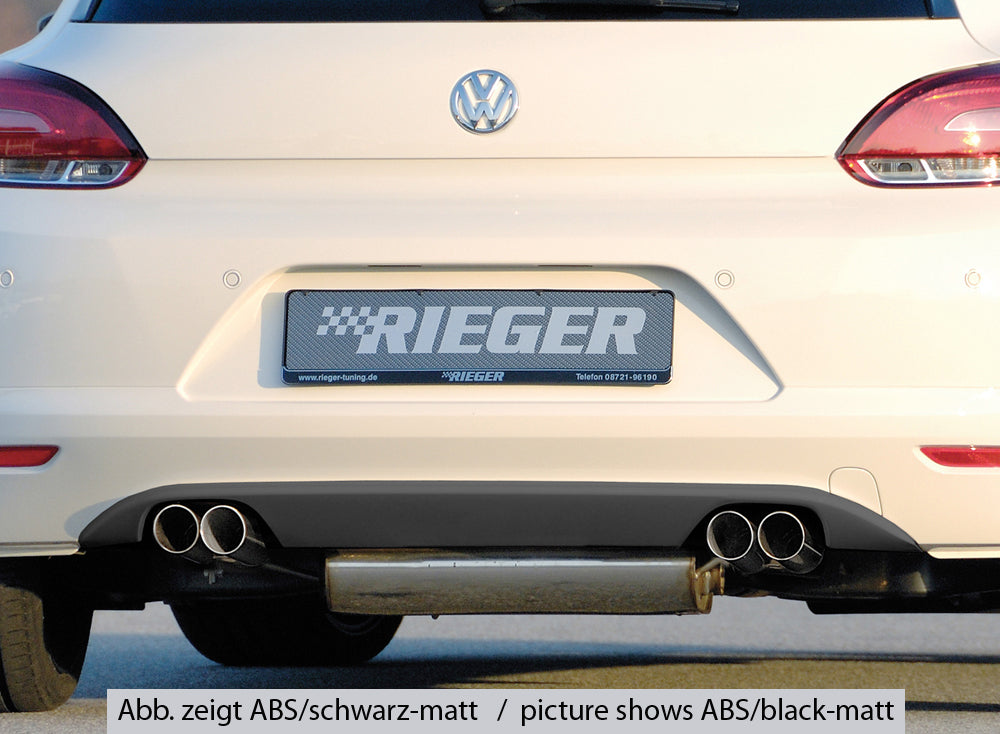 VW Scirocco 3 (13) Rieger Heckschürzenaufsatz (GBL-14107) für Doppelendrohr li. u. re., ABS, schwarz glänzend, 
inkl. Mont...