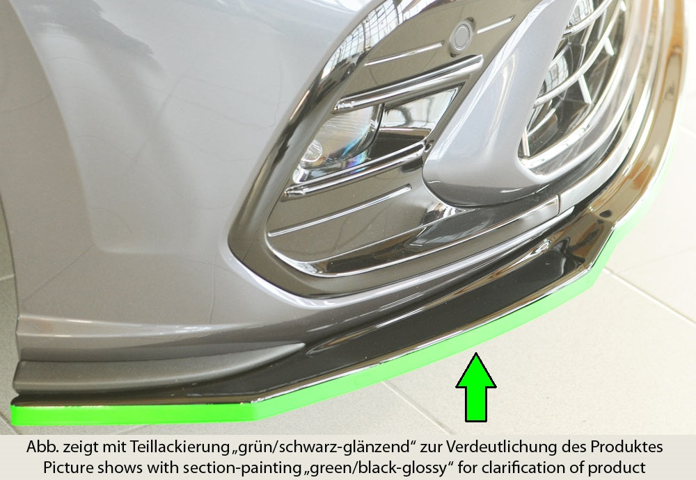 VW Polo (AW) R-Line Rieger Spoilerschwert für orig. Frontschürze, ABS, schwarz glänzend, 
inkl. Montagezubehör, ABE