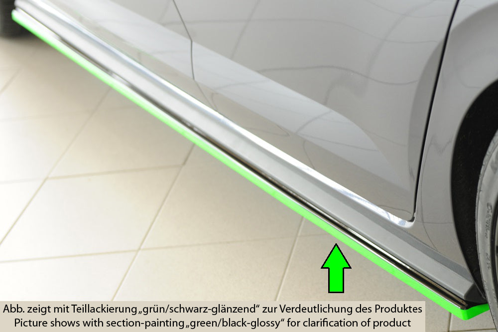 VW Polo (AW) R-Line Rieger Seitenschwelleransatz links, für orig. Seitenschweller, ABS, schwarz glänzend, 
inkl. Montagezu...