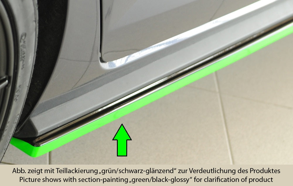 VW Polo (AW) R-Line Rieger Seitenschwelleransatz rechts, für orig. Seitenschweller, ABS, schwarz glänzend, 
inkl. Montagez...
