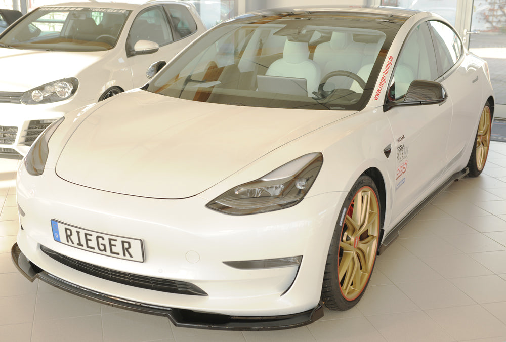 Tesla Model 3 (003) Rieger Spoilerschwert für orig. Frontschürze, ABS, schwarz glänzend,
inkl. Montagezubehör, ABE