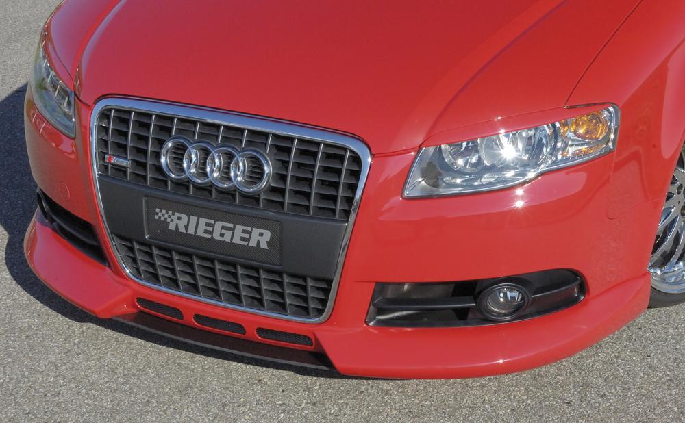 Audi A4 (8E) Typ B7 Rieger Spoilerschwert für Spoilerlippe 55230 / 55232 mittig, ABS, Carbon-Look, für Fzg. mit S-Line Exterieur,
inkl. Montagezubehör, ABE