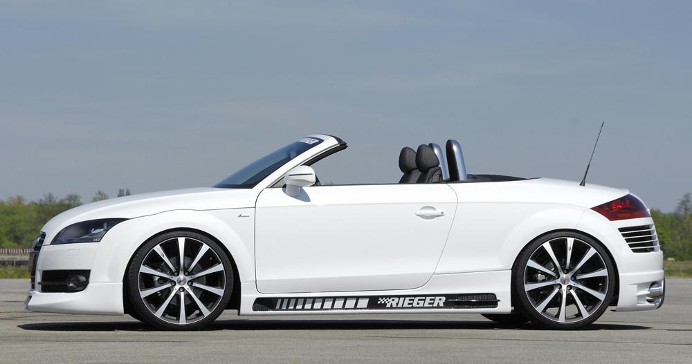 Audi TT (8J) Rieger Heckschürze für Doppelendrohr li. u. re., ABS, Carbon-Look, für Fzg. mit S-Line Exterieur und ohne S-Line Exterieur,
inkl. Alugitter, Montagezubehör