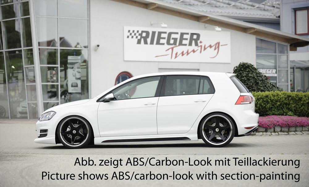 VW Golf 7 Rieger Seitenschweller links, mit Schacht, mit Ausschnitt, ABS, Carbon-Look,
inkl. Alugitter, Montagezubehör, Gutachten