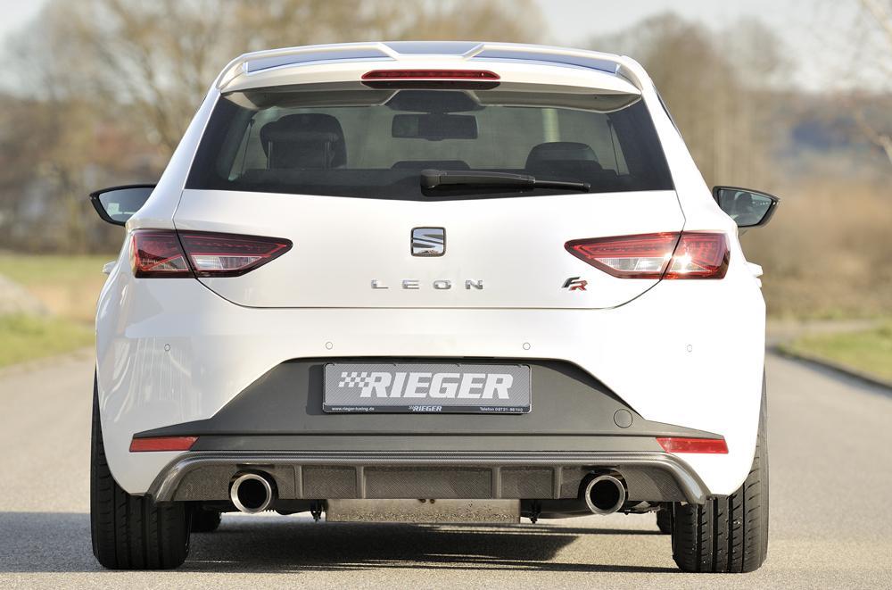 Seat Leon FR (5F) Rieger Heckeinsatz für Sportendrohr li. u. re., (100mm ø), ABS, Carbon-Look,
inkl. Montagezubehör, Gutachten