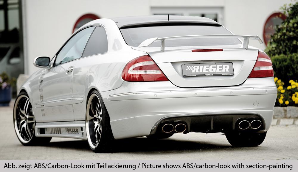 Mercedes CLK (W209) Rieger Heckschürzenansatz ABS, Carbon-Look,
inkl. Montagezubehör, Alugitter, Gutachten