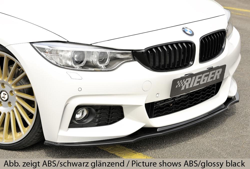 BMW 4er F32 (3C) Rieger Spoilerschwert für orig. M-Paket-Frontschürze gerade Version, für orig. Frontschürze, ABS, Carbon-Look, für Fzg. mit M-Technik,
inkl. ABE, Montagezubehör