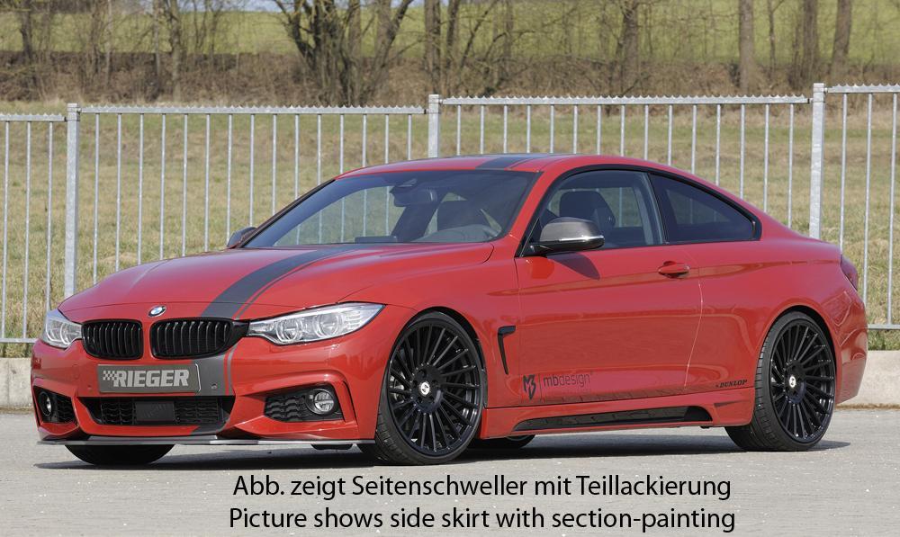BMW 4er F32 (3C) Rieger Seitenschweller rechts, mit Schacht, mit Ausschnitt, ABS, Carbon-Look,
inkl. Montagezubehör, Alugitter, Gutachten