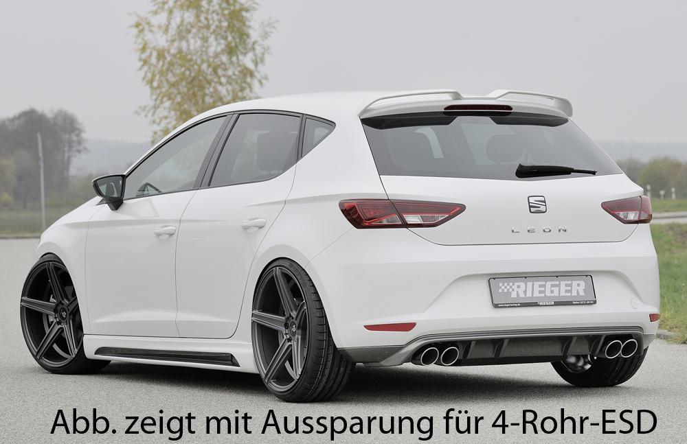 Seat Leon (5F) Rieger Heckschürzenansatz für Doppelendrohr mittig, ABS, Carbon-Look,
inkl. Montagezubehör, Gutachten