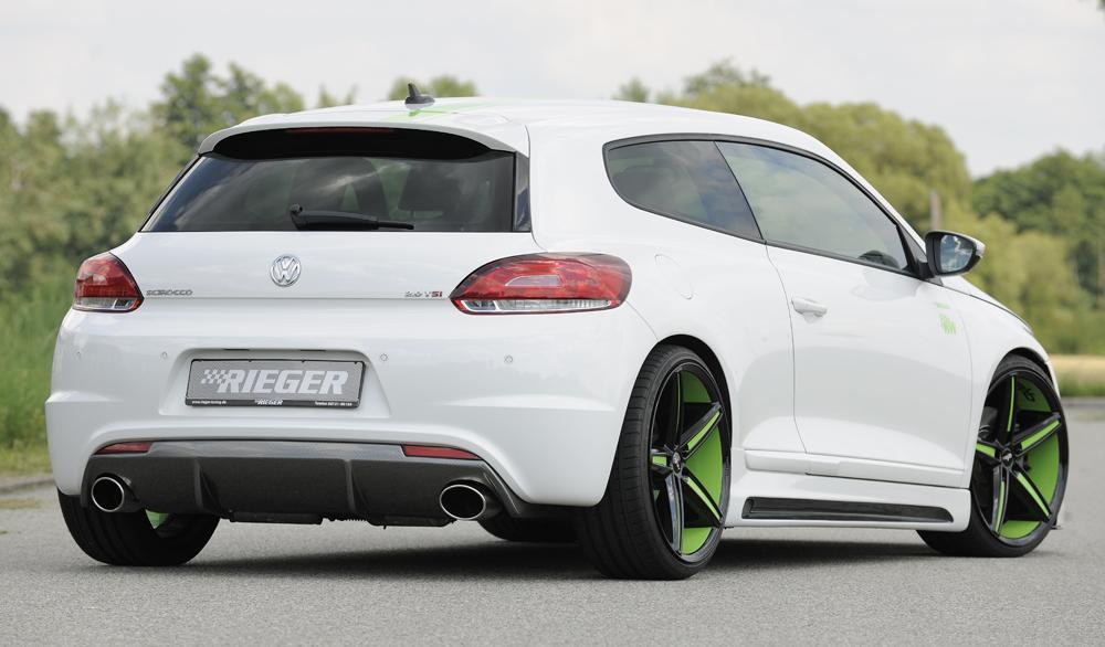 VW Scirocco 3 (13) Rieger Heckeinsatz für R-Line Heckschürze für Sportendrohr li. u. re., (126x94mm oval), ABS, Carbon-Look, für Fzg. mit R-Line Exterieur,
inkl. Montagezubehör, Gutachten