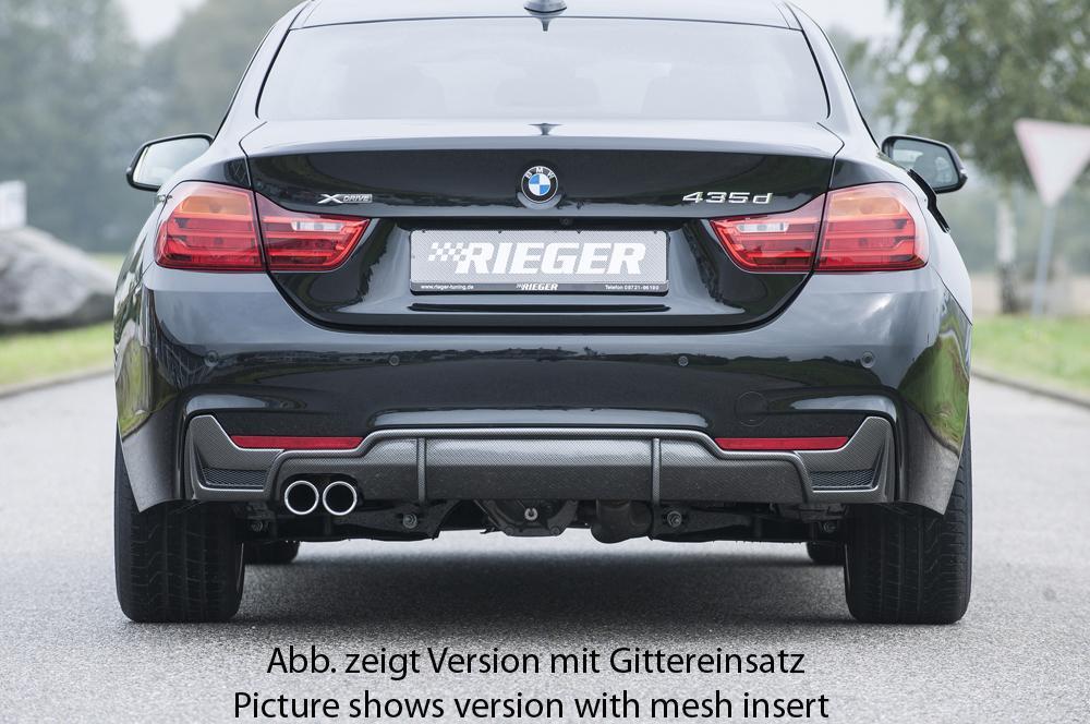 BMW 4er F32 (3C) Rieger Heckeinsatz nur für M-Paket-Heckschürze für orig. Doppelendrohr li, ABS, Carbon-Look, für Fzg. mit M-Technik,
inkl. Montagezubehör, Gutachten
