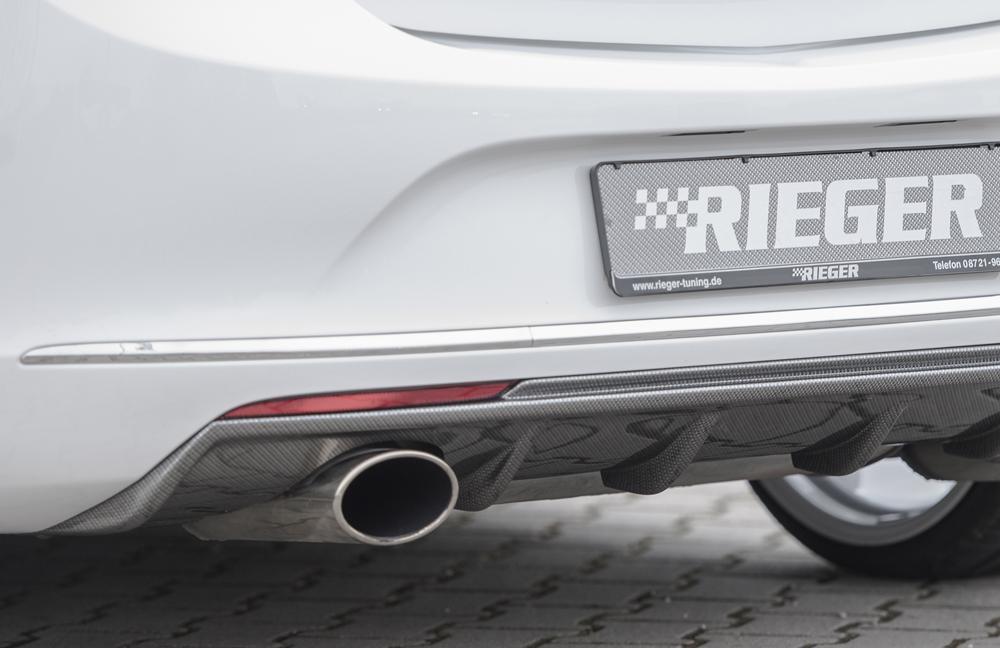Opel Astra J Rieger Heckeinsatz für Sportendrohr li. u. re., (140x90mm oval), ABS, Carbon-Look,
inkl. Montagezubehör, Gutachten