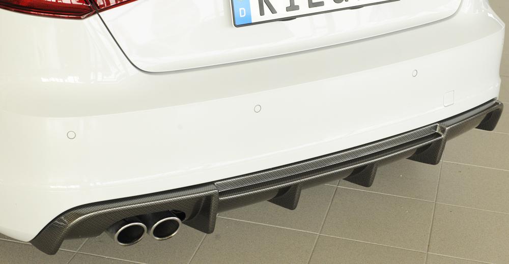 Audi A3 (8V) Rieger Heckeinsatz für Doppelendrohr li., ABS, Carbon-Look, für Fzg. mit S-Line Exterieur,
inkl. Montagezubehör, Gutachten