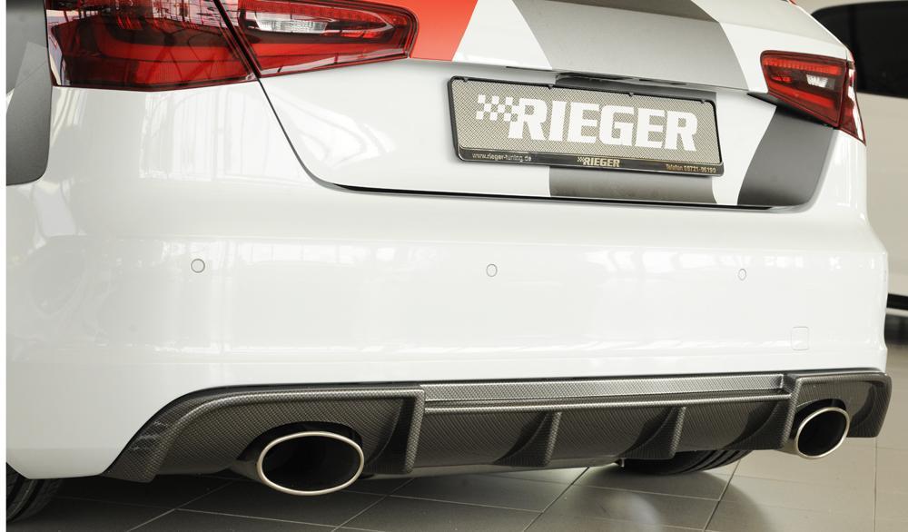Audi A3 (8V) Rieger Heckeinsatz für Sportendrohr li. u. re., (152x95mm oval), ABS, Carbon-Look, für Fzg. mit S-Line Exterieur,
inkl. Montagezubehör, Gutachten