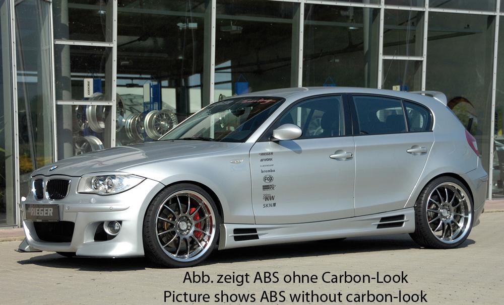 BMW 1er E87 (187 / 1K2/1K4) Rieger Seitenschweller mit 2 Ausschnitten rechts, mit Schacht, ABS, Carbon-Look,
inkl. Alugitter, Gutachten, Montagezubehör