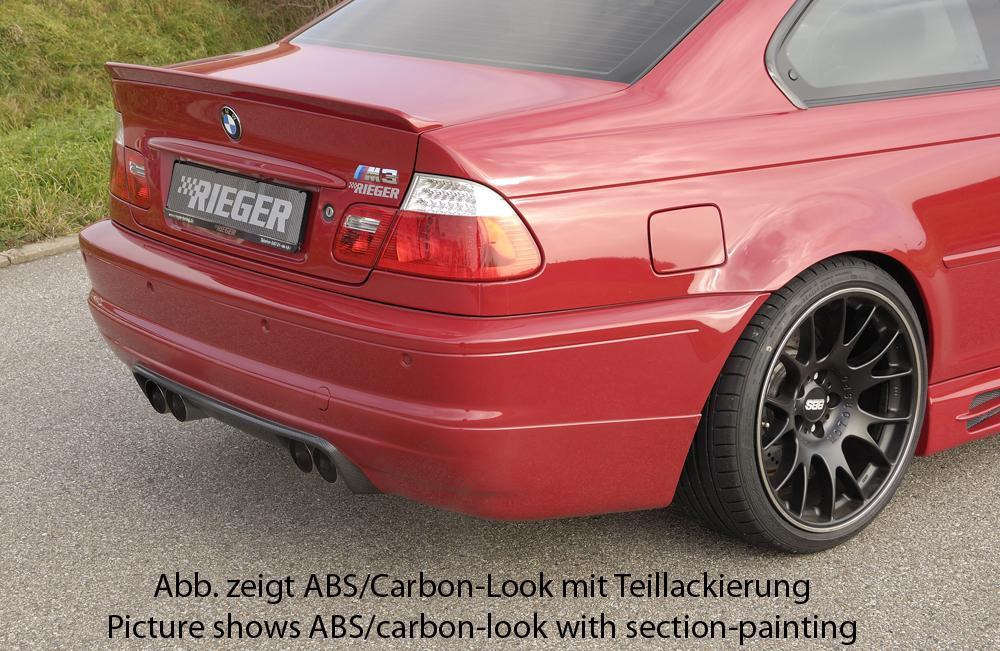 BMW 3er E46 M3 Rieger Heckschürzenansatz ABS, Carbon-Look,
inkl. Montagezubehör