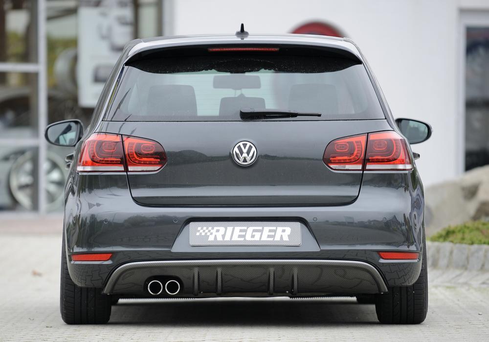 VW Golf 6 Rieger Heckeinsatz mit 2 Doppelfinnen für orig. Doppelendrohr li, ABS, Carbon-Look,
inkl. Montagezubehör, Gutachten