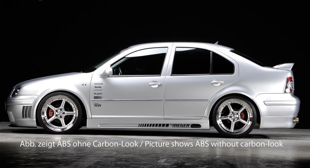 VW Bora (1J) Rieger Seitenschweller links, mit Schacht, mit Ausschnitt, ABS, Carbon-Look,
inkl. Alugitter, Montagezubehör, ABE