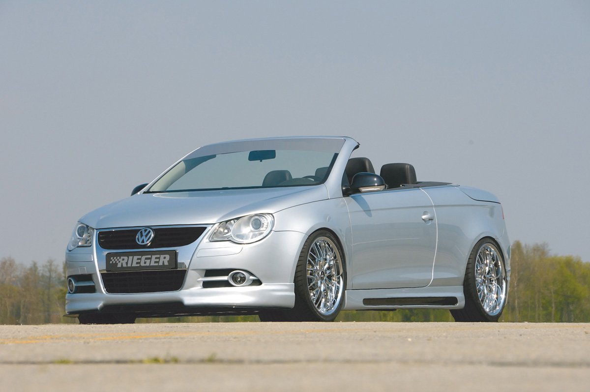 VW Eos (1F) Rieger Seitenschweller rechts, mit Schacht, mit Ausschnitt, ABS, Carbon-Look,
inkl. Alugitter, Gutachten, Montagezubehör